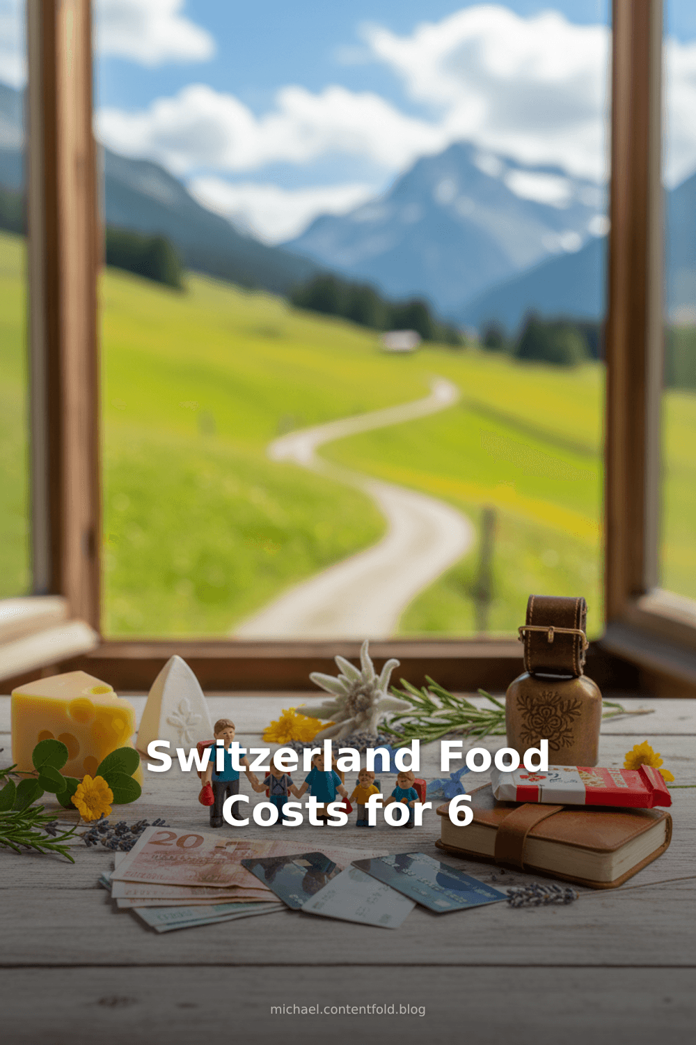 Pinterest infographic: Switzerland food costs for a family of 6 on a budget trip - tips and insights about Real costs of a 9–10 day Switzerland trip for a family of 6